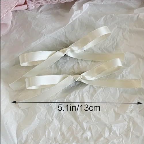 White Satin Bow Hair Clips Set for Girls & Women - 10 Pieces