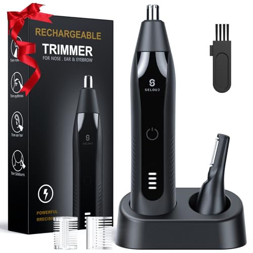 Ear and Nose Hair Trimmer for Men, 2026 Professional Painless USB Rechargeable Eyebrow & Facial Electric Hair Trimmer for Men Women, Powerful Motor, Dual Edge Blades, IPX7 Waterproof Easy Clean