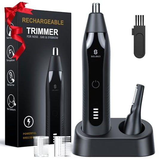 Ear and Nose Hair Trimmer for Men, 2026 Professional Painless USB Rechargeable Eyebrow & Facial Electric Hair Trimmer for Men Women, Powerful Motor, Dual Edge Blades, IPX7 Waterproof Easy Clean