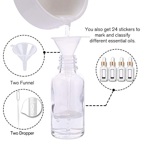PrettyCare 1 oz Clear Glass Eye Dropper Bottles - 12 Pack with Pipettes & Labels