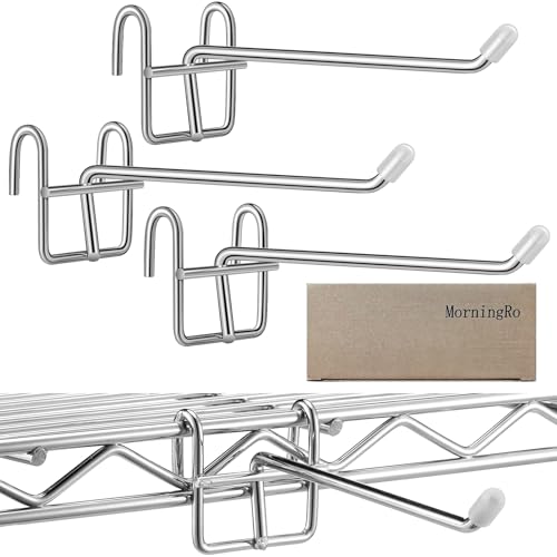 Heavy Duty Metal Wire Shelf Hooks - 4 Pack with Rubber Covers