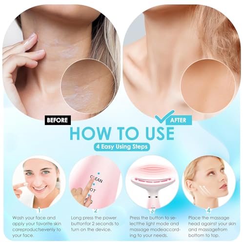 TLINNA 7-Color LED Face Massager with Thermal & Vibration for Wrinkles, Double Chin