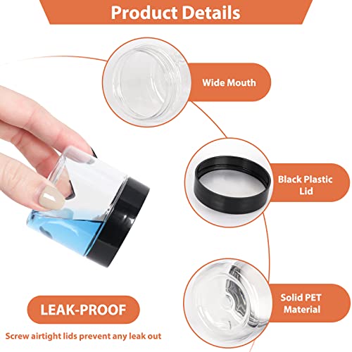 Betrome 50pcs 2 oz Clear Plastic Jars with Black Lids