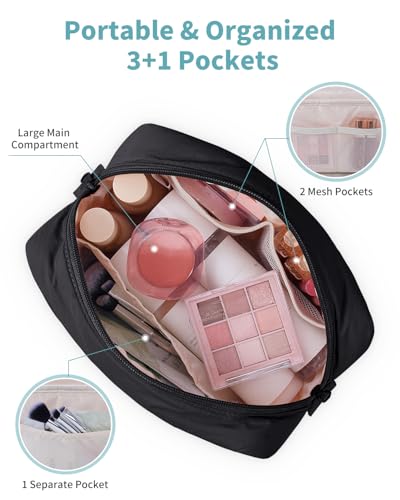 Narwey Quilted Makeup Bag - Lightweight Travel Toiletry Organizer