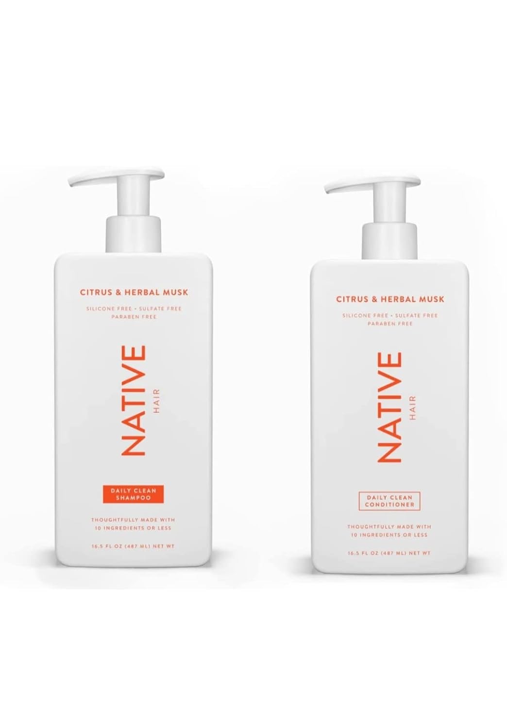 Citrus Herbal Musk Shampoo & Conditioner Set - Sulfate & Paraben Free | Daily Moisturizing & Revitalizing 16.5 oz (2 Units)
