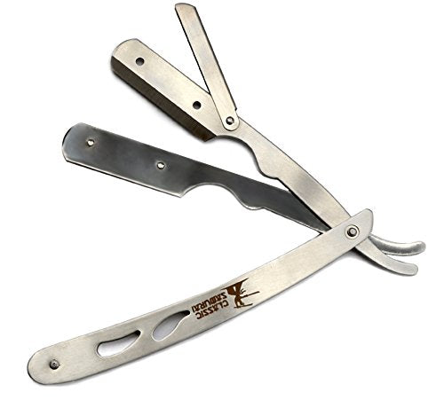 Classic Samurai CS-102 Stainless Steel Straight Edge Razor Kit with 100 Blades