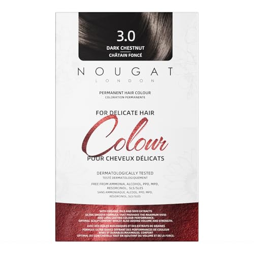 NOUGAT Dark Chestnut Permanent Hair Dye Kit - Ammonia-Free, Gray Coverage, 170 mL
