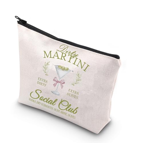 Dirty Martini Canvas Makeup Bag - Novelty Cosmetic Zipper Pouch for Travel