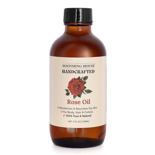 Soothing House Rose Body Oil – Hydrating Jojoba & Vitamin E Skin Oil, 4 oz