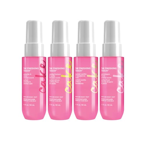 Cake Beauty Hair & Body Mist Gift Set, 4 Travel Size Fine Fragrance Mists, Perfume Sampler Set for Women, Aloe & Argan Oil, 4 x 30mL