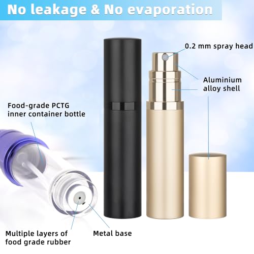 Refillable Perfume Atomizer Travel Bottle 3-Pack - Black, Gold & Silver