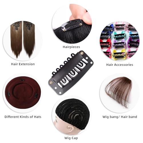 22 Pcs Black Hair Extension Clips with Needle & Thread Kit