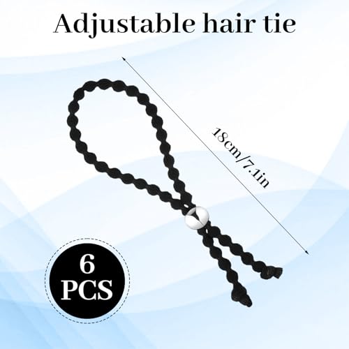 6 Adjustable No-Slip Black Hair Ties for Curly Hair - Qulkws