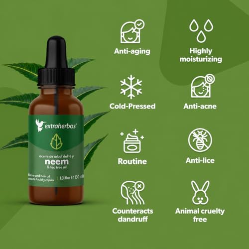 Pure Neem Oil with Tea Tree - Anti-Acne Face Oil, 1 fl oz