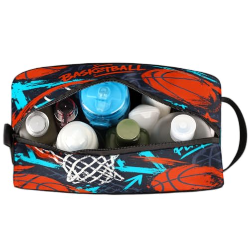 PATTERNFUL Basketball Travel Toiletry Bag for Kids - Waterproof Hanging Organizer