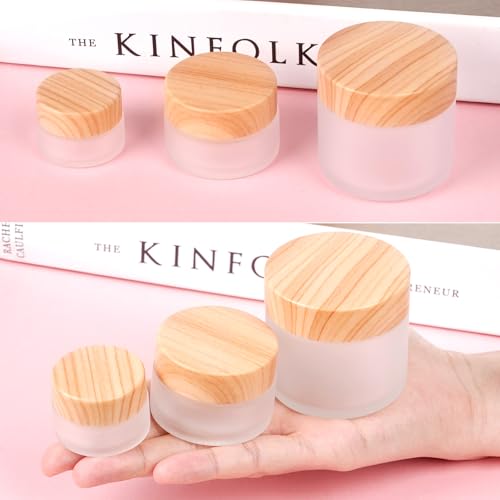 6Pcs Clear Glass Lotion Cream Jars, 60ml Refillable Containers