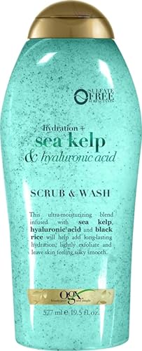 OGX Hydration Body Scrub & Wash with Sea Kelp & Hyaluronic Acid – 19.5 Fl Oz