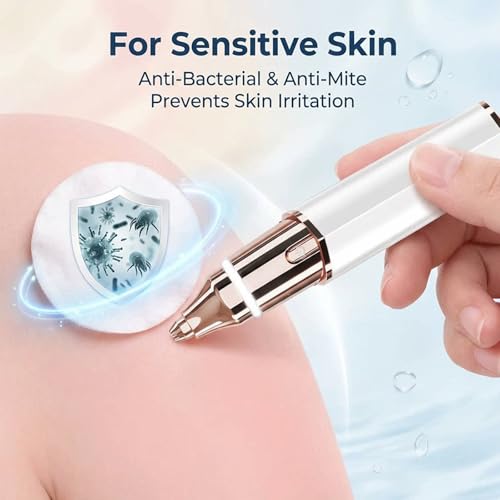 Facial Hair Remover for Women: 2 in 1 Electric Eyebrow Trimmer - Rechargeable, Waterproof, Portable, Precision Eyebrow Razor with LED Light (Champagne Gold)