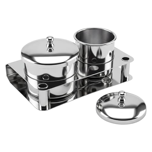 Silver Stainless Steel Nail Art Powder Cups 2 Pcs - Manicure Supplies