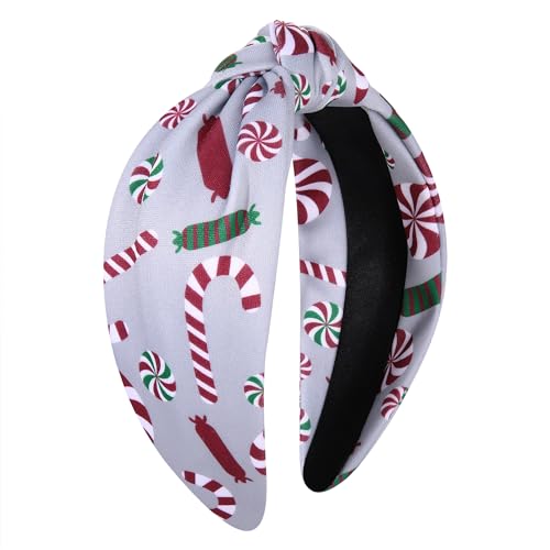Vokone Christmas Candy Cane Headbands for Women - Holiday Knot Hair Accessories, Festive Gift for Teen Girls