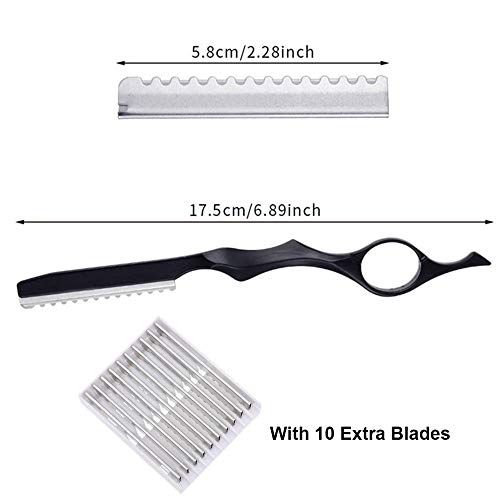 Black Hair Thinning Razor Set with Replacement Blades for Salon & Home Use
