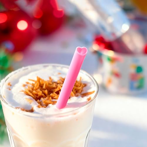 100 Heart-Shaped Plastic Straws for Valentine's Day & Parties