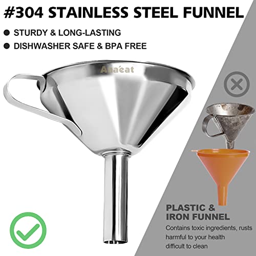 Anaeat Stainless Steel Kitchen Funnel with Strainer Filter - 4.1 inch