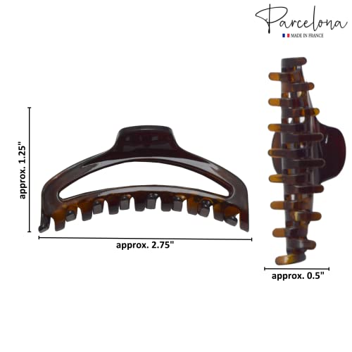 Parcelona French Small Tortoise Shell & Black Jaw Hair Claw Clips (2 Pack)