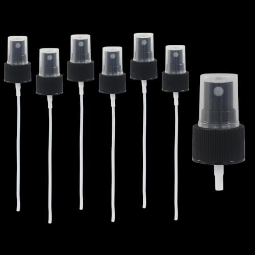 6-Pack Black Spray Bottle Tops, 24mm Plastic Mist Nozzles