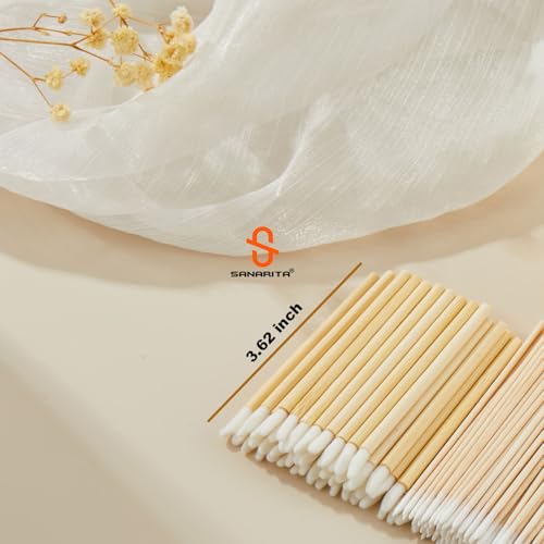 SANARITA 100Pcs Disposable Lip Brush Applicators with Bamboo Handles Makeup Tools