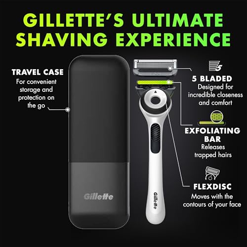 Gillette Labs White Edition Shaving Razor Gift Set with 2 Refills and Travel Case