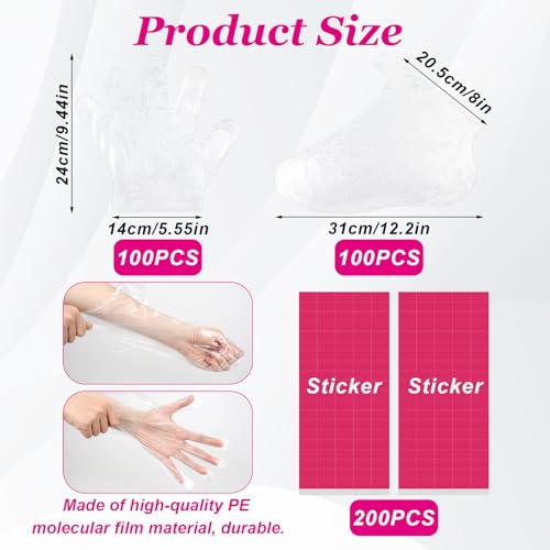 200 Disposable Paraffin Wax Liners for Hands & Feet - Thick PE Gloves