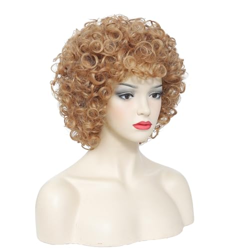 Traqur Women's Short Curly Disco Wig - Strawberry Blonde 70s Afro Costume