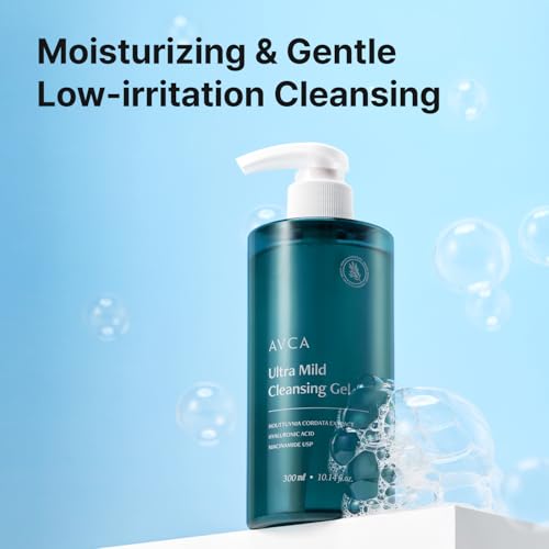 AVCA Ultra Mild Facial Cleansing Gel with Hyaluronic Acid & Niacinamide - 300mL