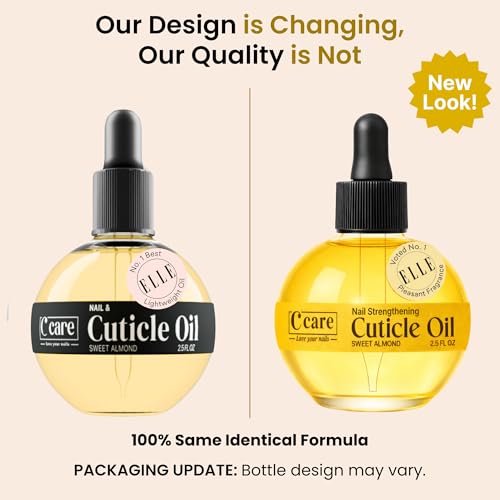 C CARE Sweet Almond Cuticle Oil For Nails - Repairs Cuticles Overnight - Moisturizes and Strengthens Nails and Cuticles - Dropper & Brush included - 2.5oz
