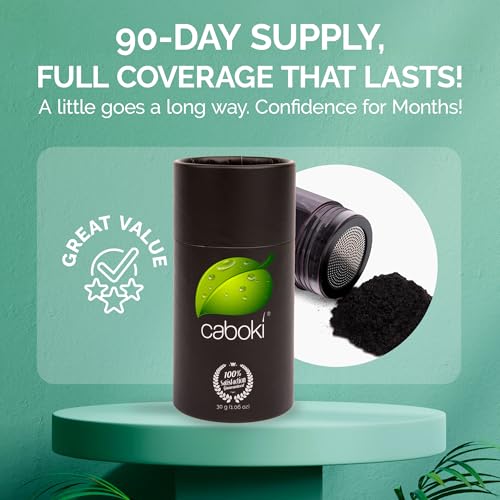 Caboki Hair Fibers for Thinning Hair ? Natural Plant-Based Hair Powder for Men & Women ? Instantly Thicker Fuller Looking Hair ? Clean Ingredients ? 30g, 90-Day Supply, Dark Brown