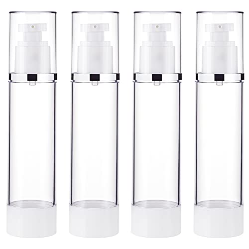 BENECREAT 4 Pack 100ml Airless Pump Bottles - Refillable Travel Containers