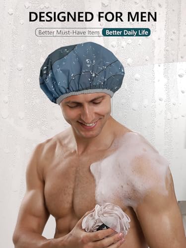 Years Calm Men's Reusable Shower Cap - Waterproof Dual-Layer Hair Cover