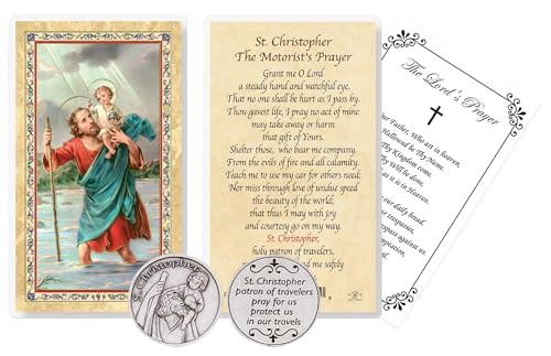 Saint Christopher Prayer Card and Token Set - Travel Protection
