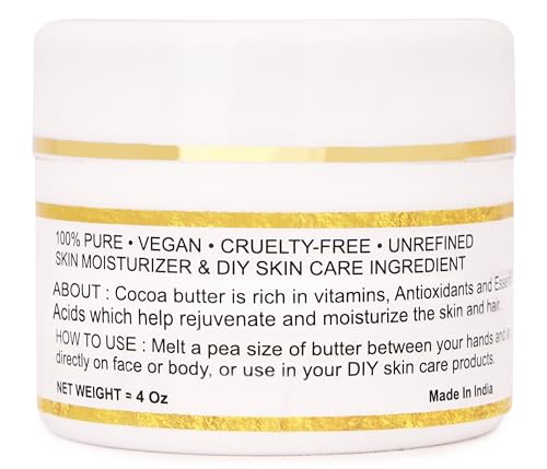 100% Pure Organic Raw Cocoa Butter - Grade A Moisturizer 8oz