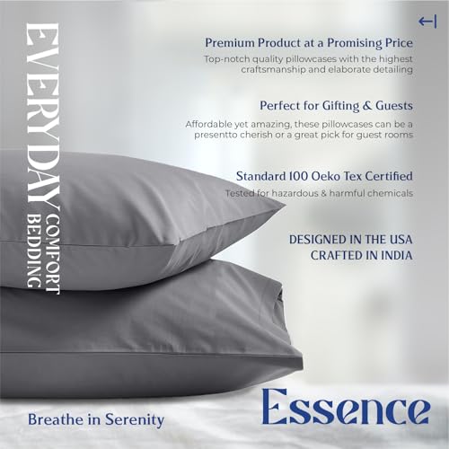 Mayfair Linen Organic Cotton Percale Pillow Cases Set of 2 - Dark Grey
