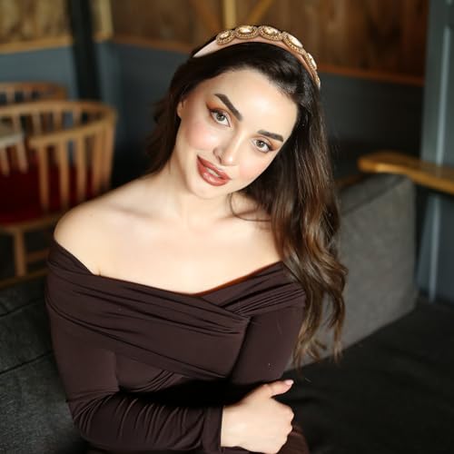 Gold Baroque Rhinestone Padded Headband - Vintage Crystal Hair Accessory