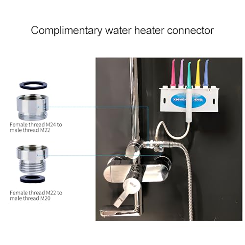 Water Dental Flosser for Family Use with 5 Color Jet Tips - Faucet & Shower Attachments