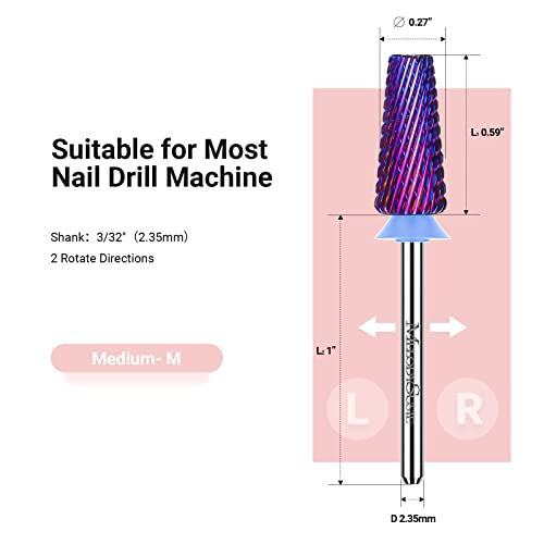 MelodySusie Medium 5-in-1 Nail Drill Bits - Purple Cross Cut