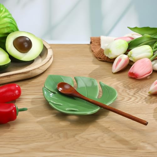 Honeydak Leaf Shaped Ceramic Spoon Rest for Kitchen Decor