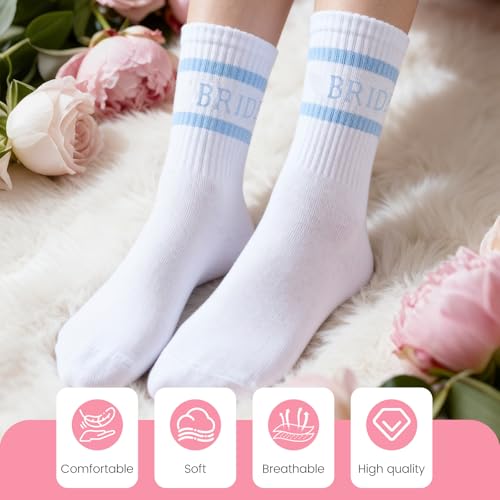 Bride Socks Gift Set with Rhinestone Hair Clip for Bachelorette