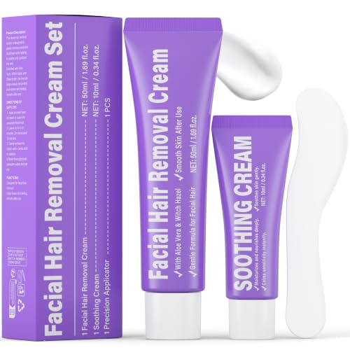 CHOWMI Sensitive Skin Facial Hair Removal Cream - Pack of 2, Includes Soothing Gel
