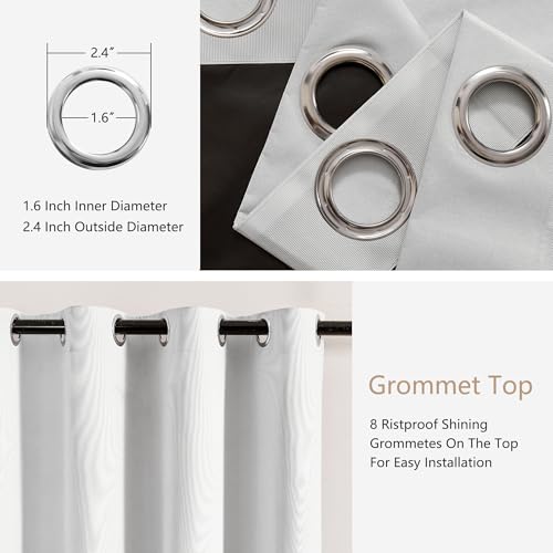100% Blackout Grommet Curtains - 2 Panel Set, 52" x 63"
