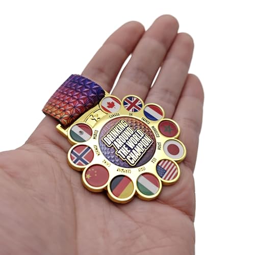 Drinking Around the World Challenge Medal with Tattoos – Epcot World Showcase Celebration