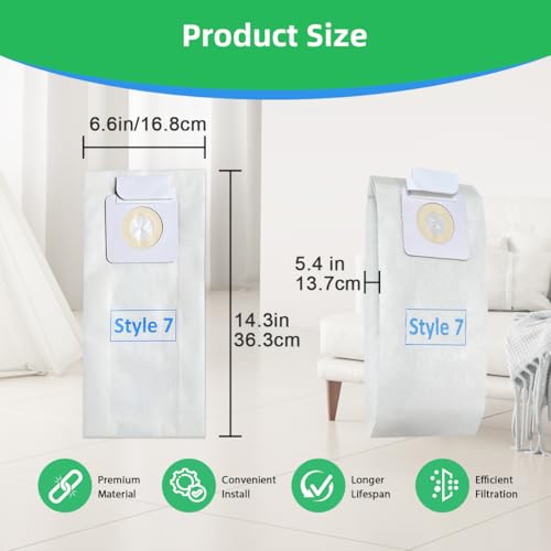 Bissell Style 7 Vacuum Bags - 8 Pack, Compatible with Power Force & Lift-Off